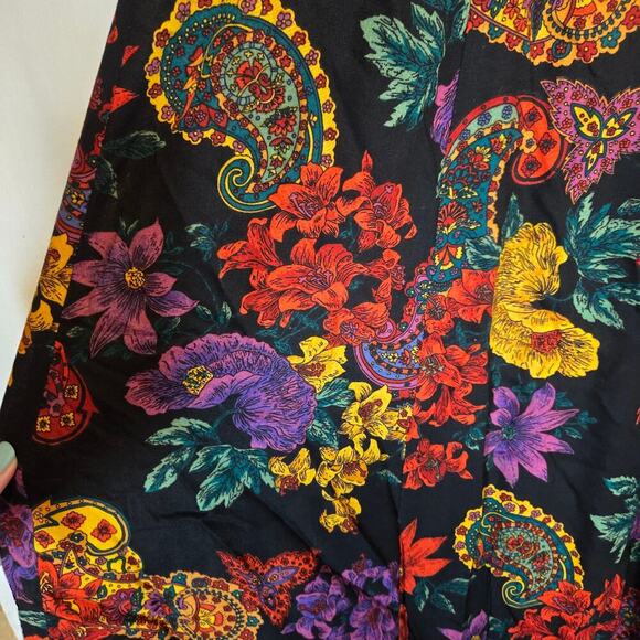 Vtg Norton McNaughton Paisley Multicolor Midi Skirt 14 Fall Moody Floral Stretch - Picture 3 of 6